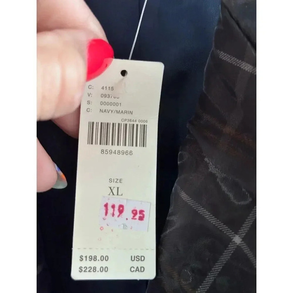 NWT By Anthropologie Women's Navy Plaid Pattern Tulle Overlay Blazer Size XL - Picture 3 of 7